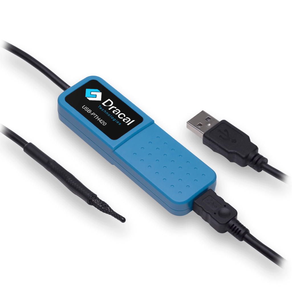 PTH420: USB-connected precision (±0.1°C/±1.5 %RH) temperature, relative humidity and atmospheric pressure measuring instrument.