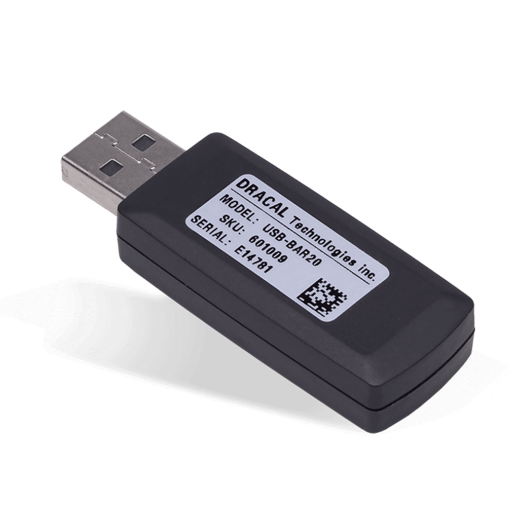 BAR20 - Dracal USB-connected atmospheric pressure (barometer) sensor - Back view - Unique Serial Number