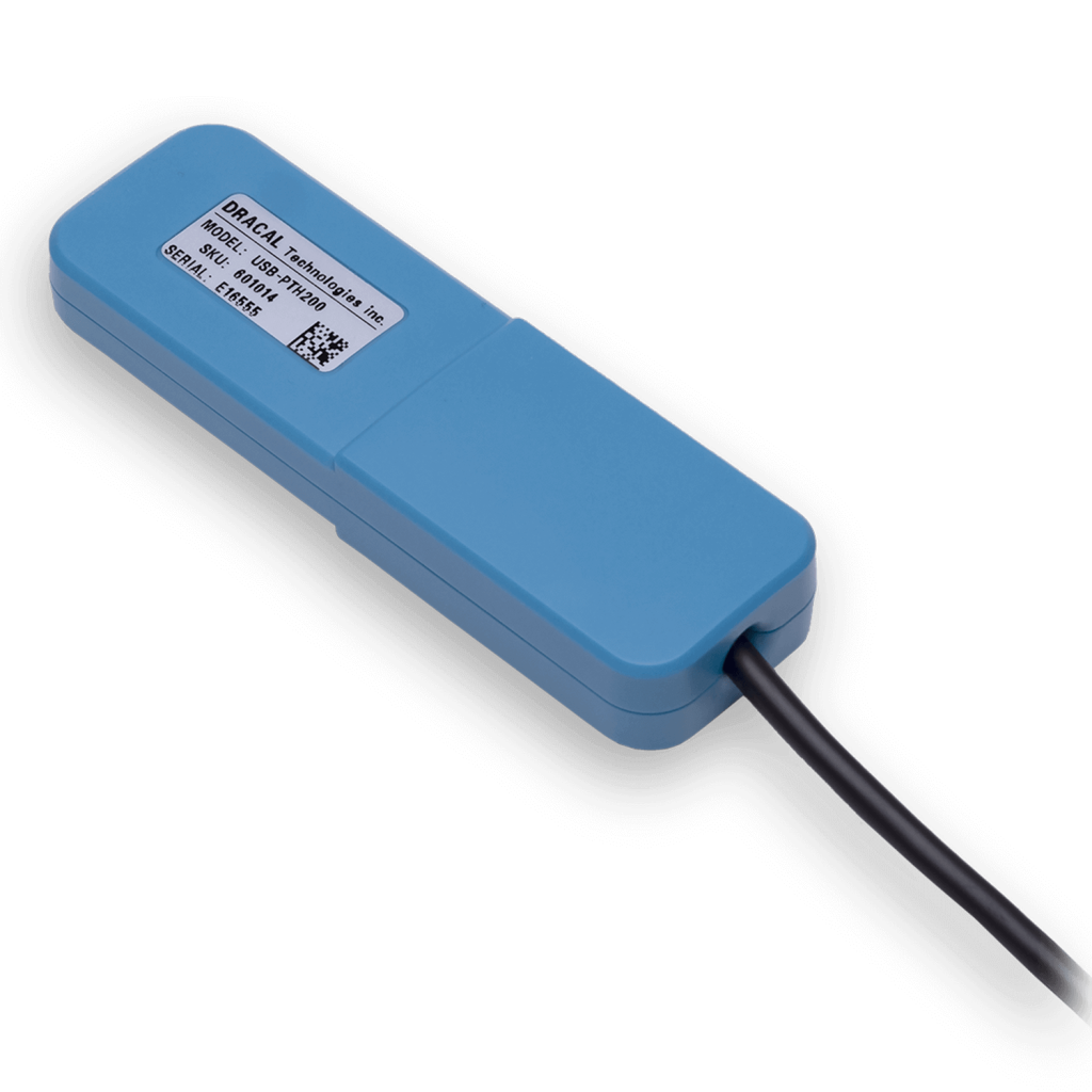 PTH200 - Dracal USB temperature, relative humidity and atmospheric pressure sensor - Back View - Unique Serial Number