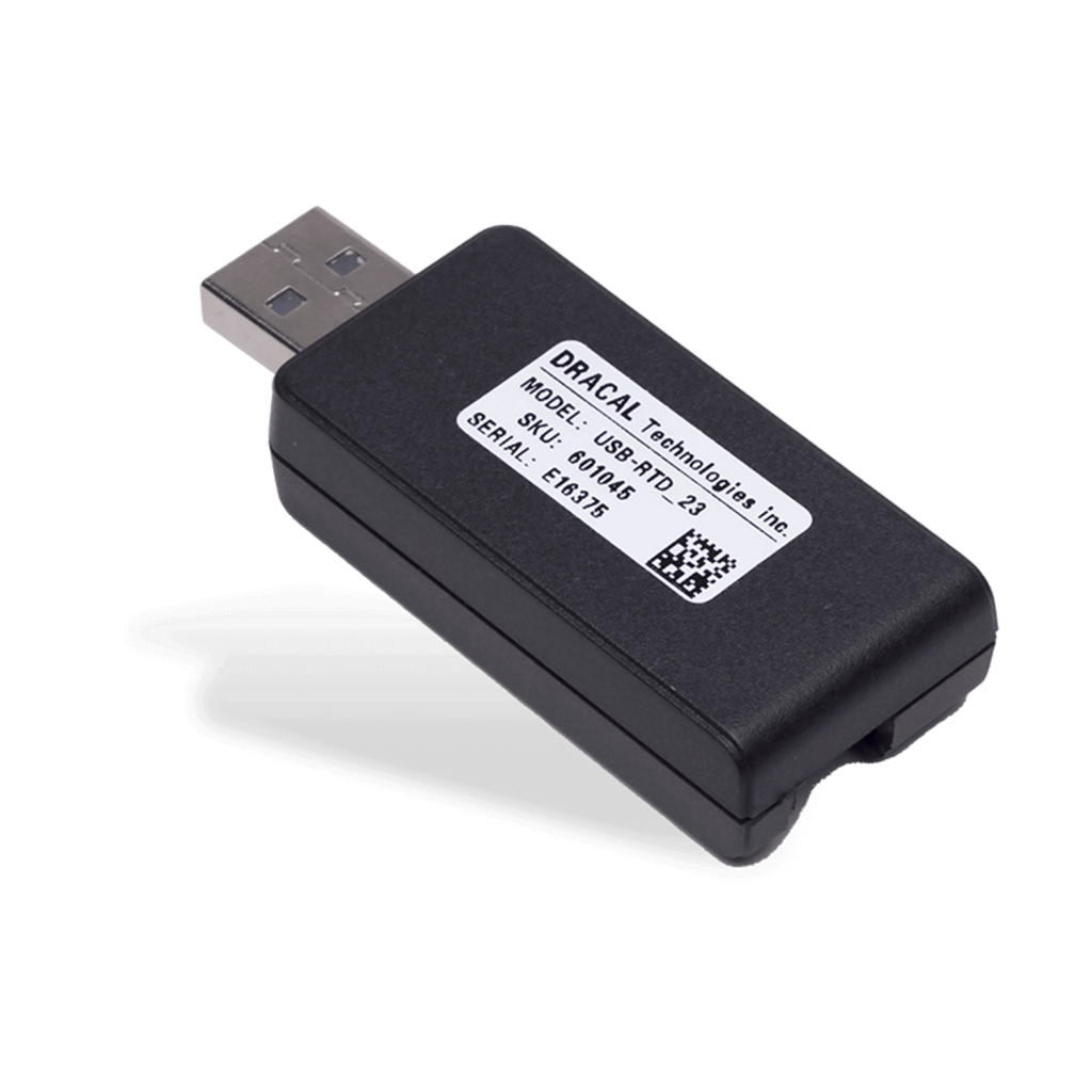 RTD_23: USB adapter for any Pt-100 RTD probe for temperature measurement - Back view - Unique Serial Number