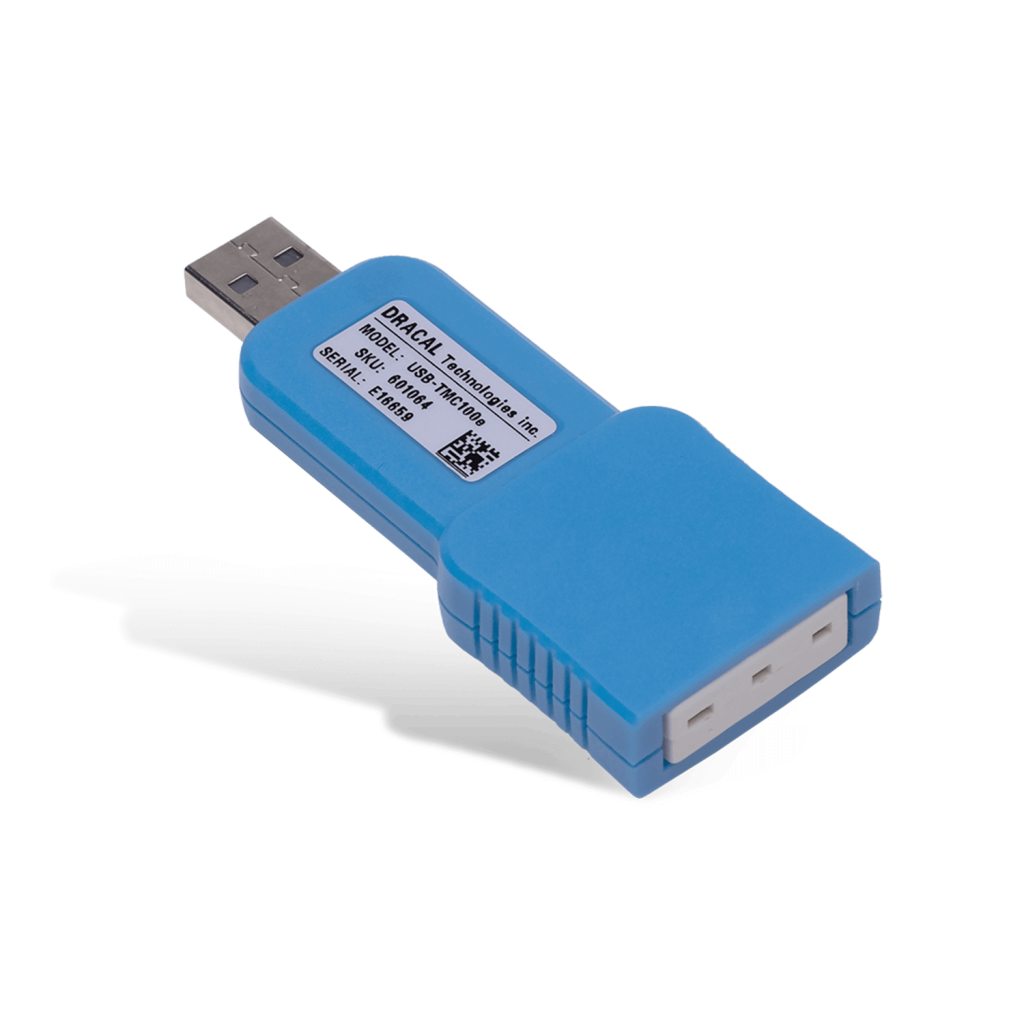 TMC100e: USB adapter for any type-E thermocouple for temperature measurement - Back view - Unique Serial Number