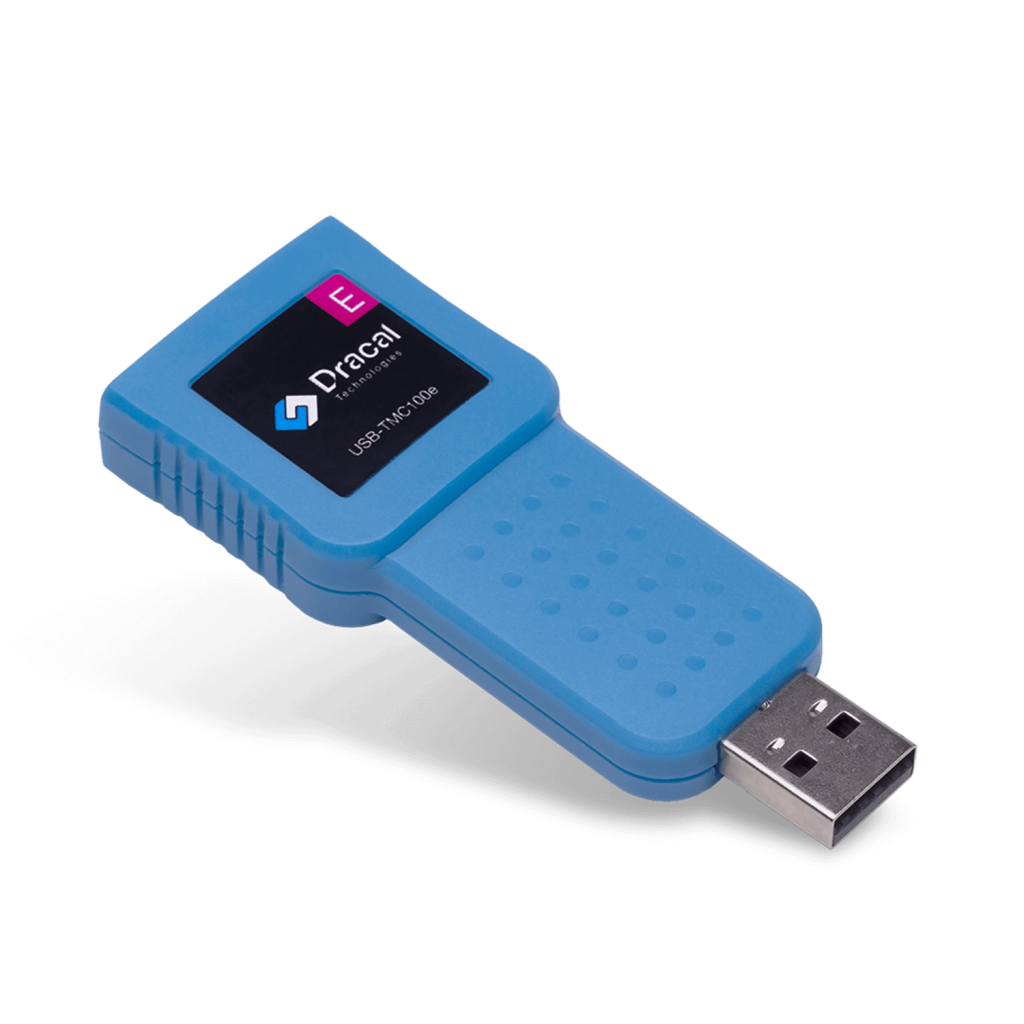 TMC100e: USB adapter for any type-E thermocouple for temperature measurement - Front view