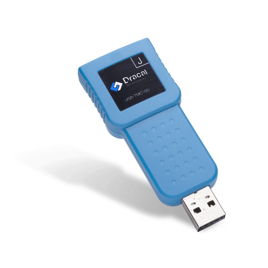 TMC100j: USB adapter for any type-J thermocouple for temperature measurement - Front view Up