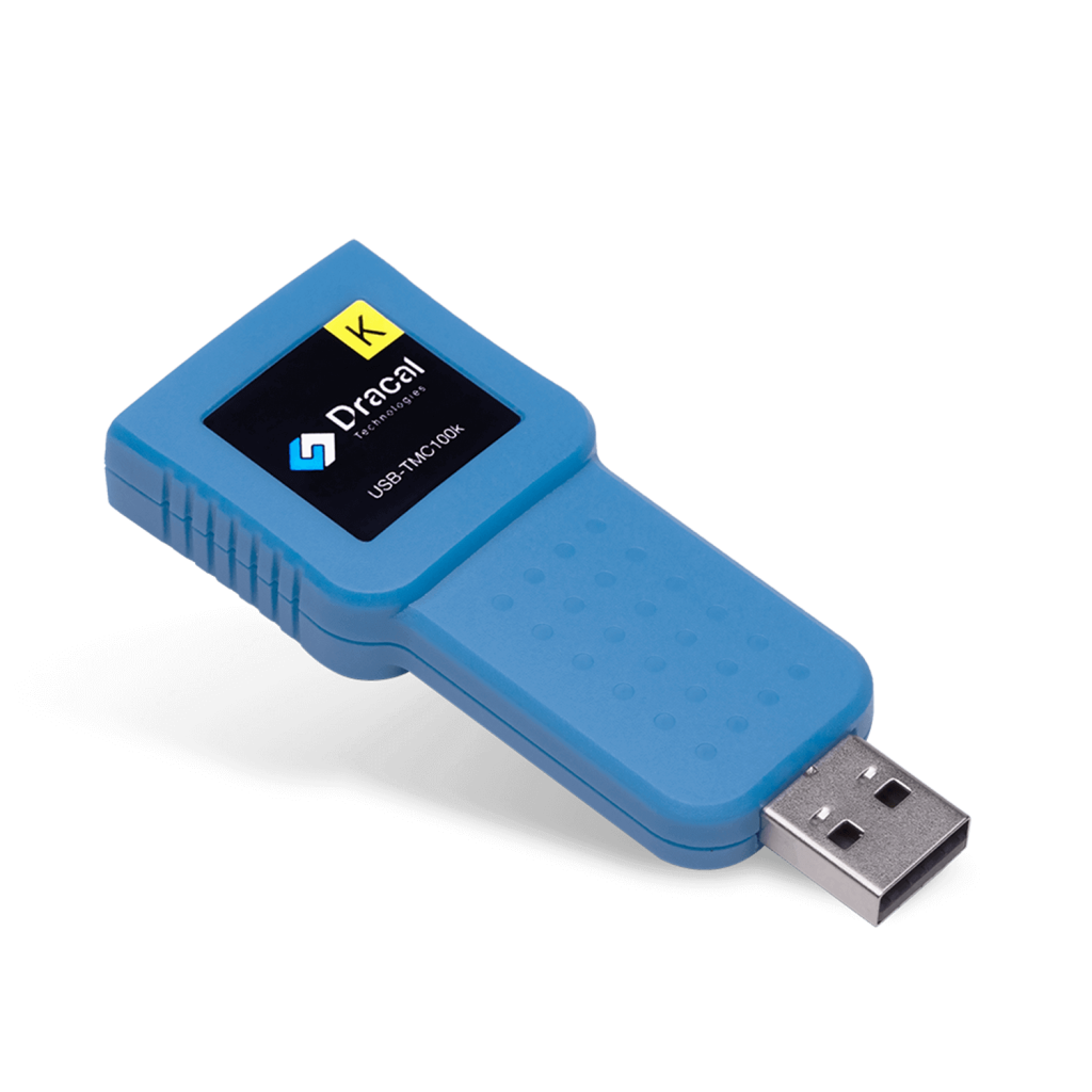 TMC100k: USB adapter for any type-K thermocouple for temperature measurement - Front view