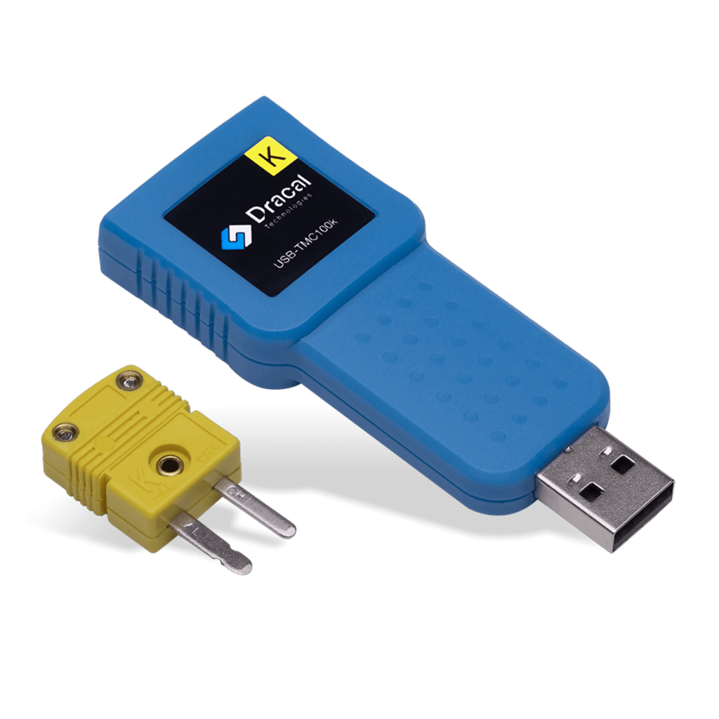 TMC100k: USB adapter for any type-K thermocouple for temperature measurement - Front view - With connector