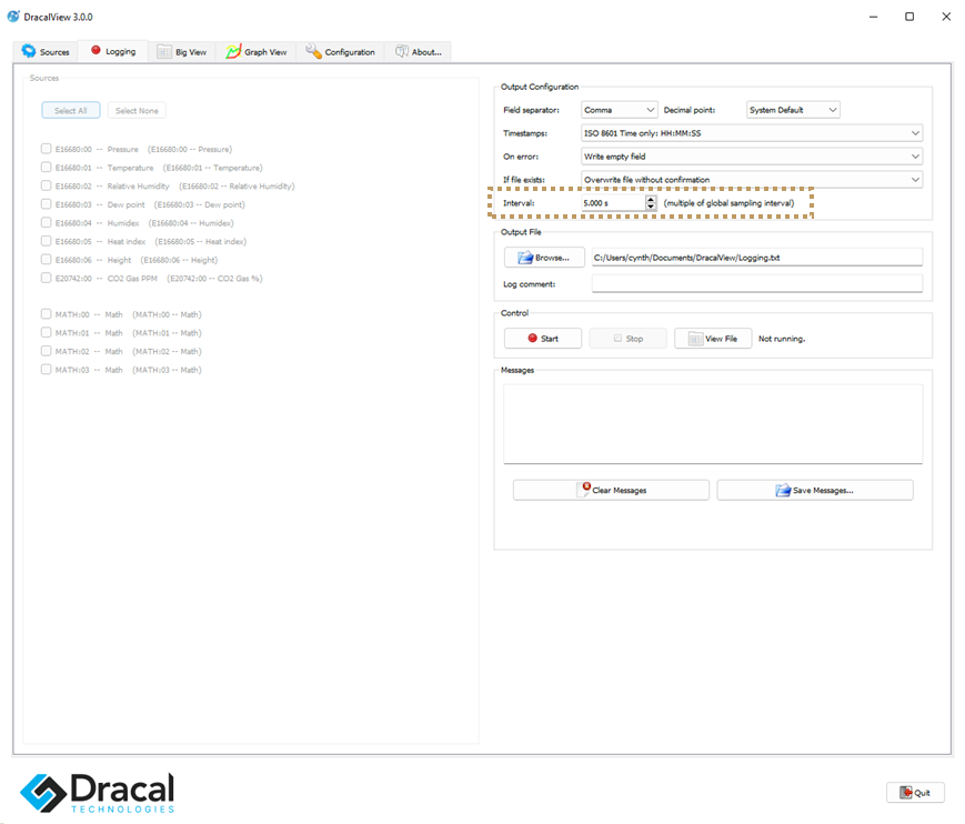 Logging tab_Decide the sampling interval