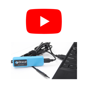 YouTube icon and Dracal instrument plugged in a computer