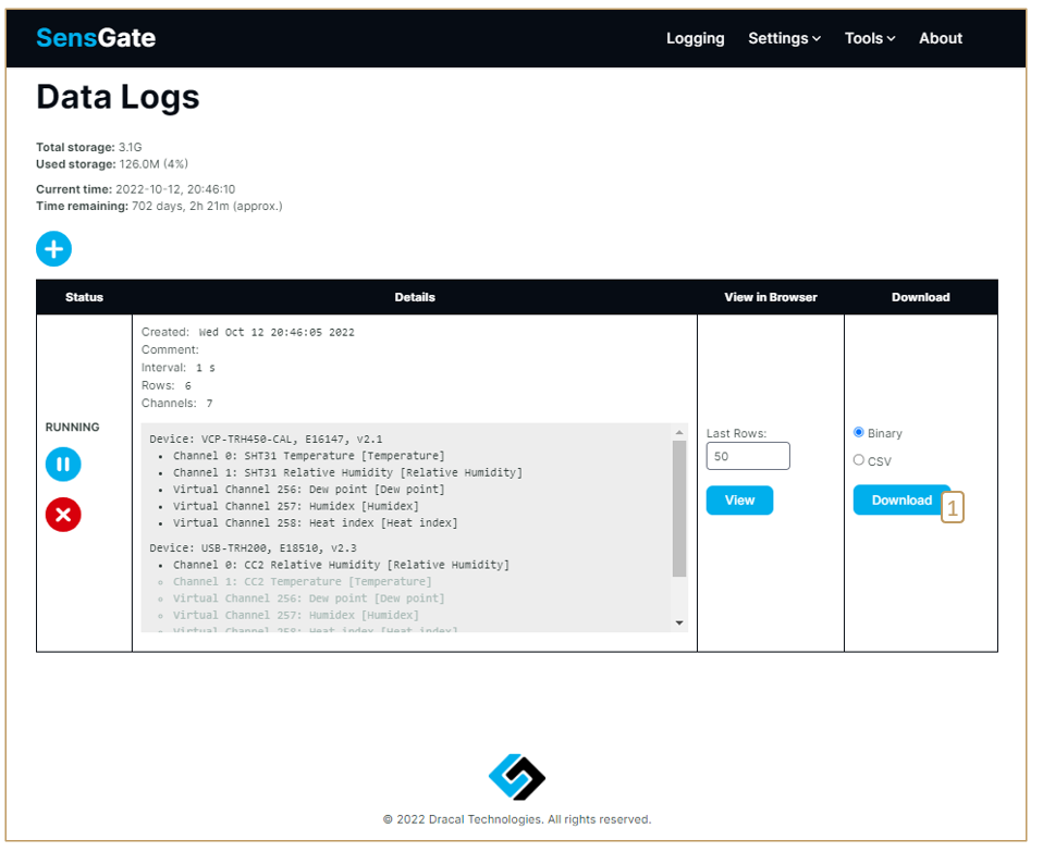 Step 1 to convert a binary log Generated by a SensGate