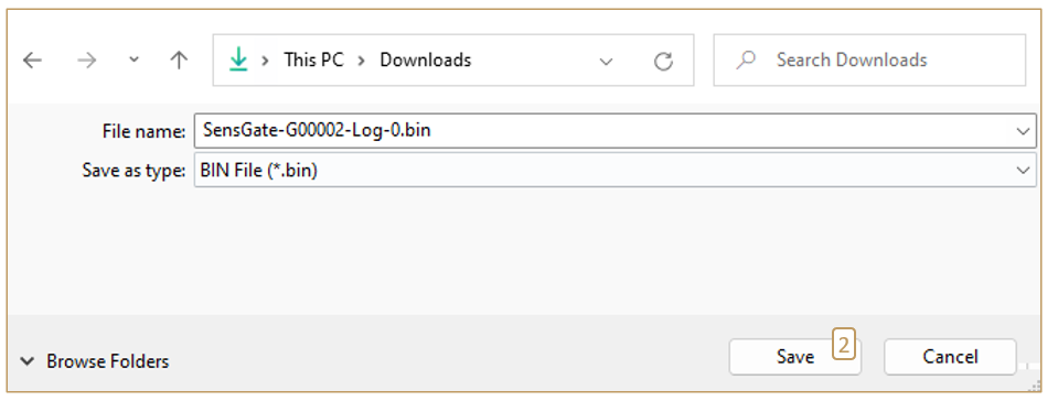 Step 2 to convert a binary log Generated by a SensGate