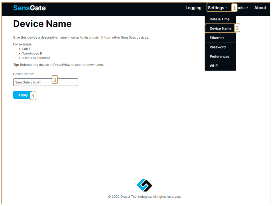 How to change the Name of a SensGate