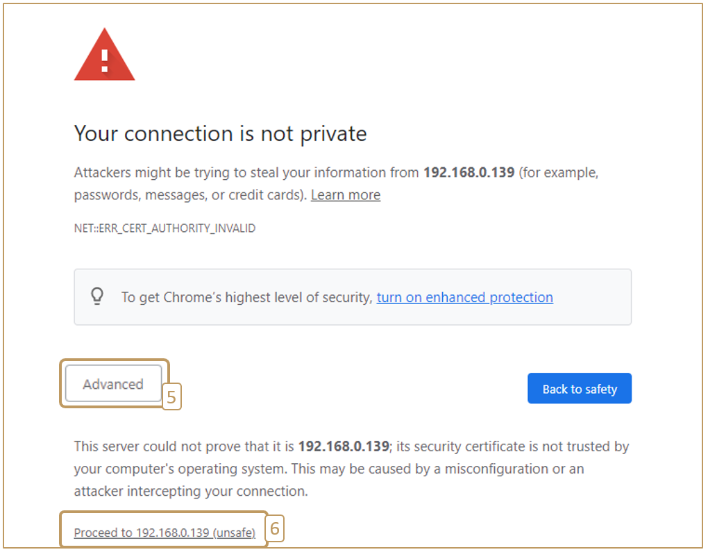 Steps 5 and 6 for securising a SensGate with a password