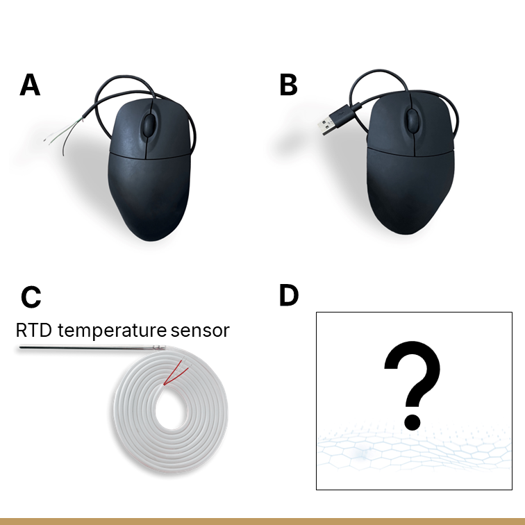 A Picture Quiz comparing computer mouse wiring and sensors wiring